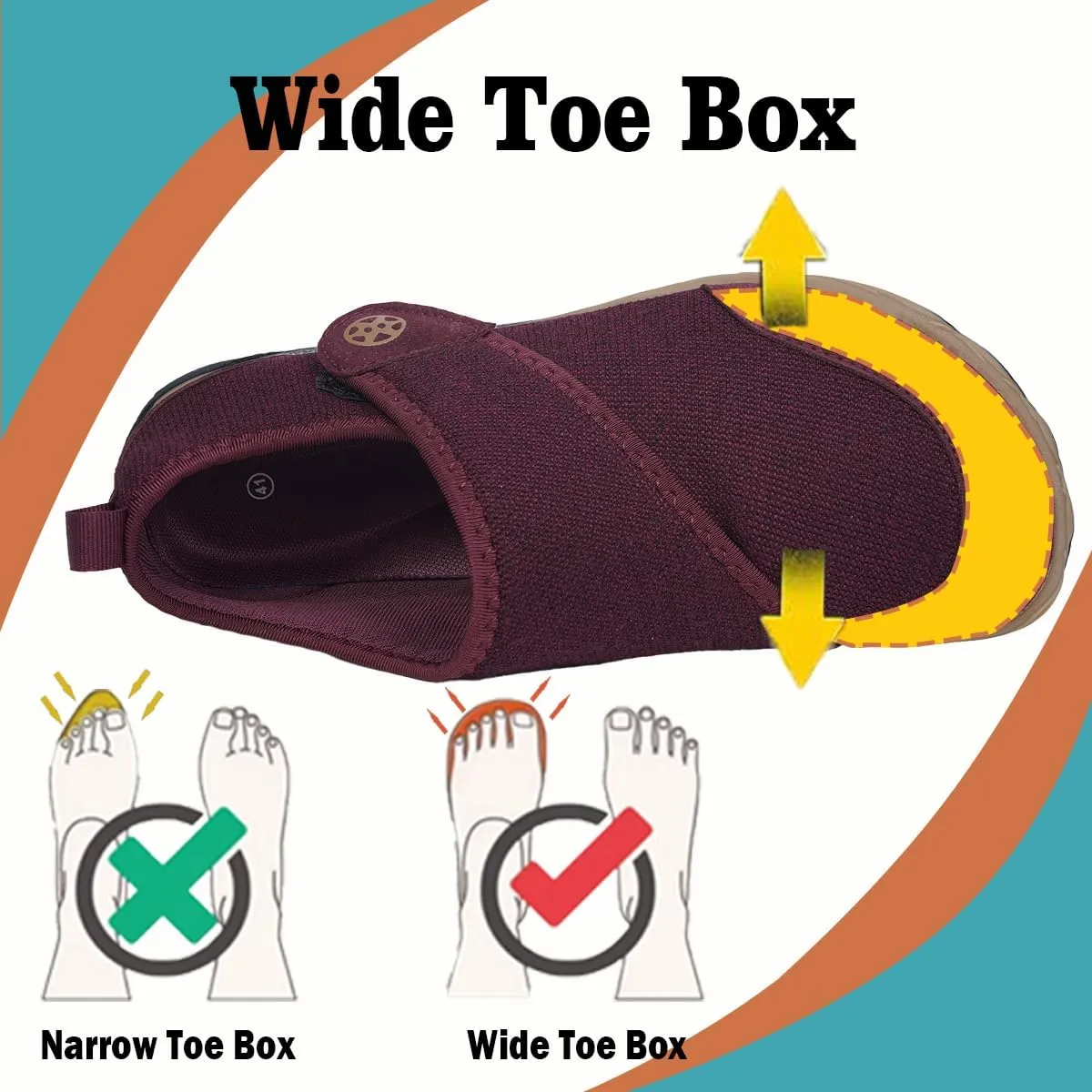 Sisttke Womens Mens Barefoot Slippers Wide Diabetic Shoes with Arch Support Orthopedic Adjustable Walking Slipper Arthritis Edema Swollen House Shoes Indoor Outdoor