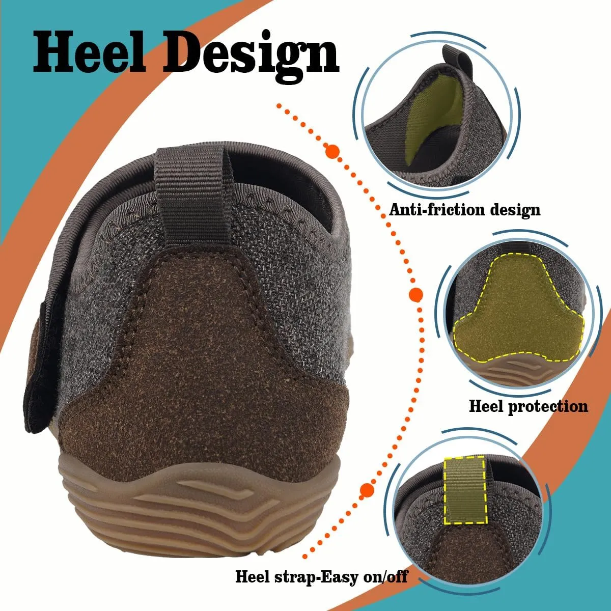 Sisttke Womens Mens Barefoot Slippers Wide Diabetic Shoes with Arch Support Orthopedic Adjustable Walking Slipper Arthritis Edema Swollen House Shoes Indoor Outdoor