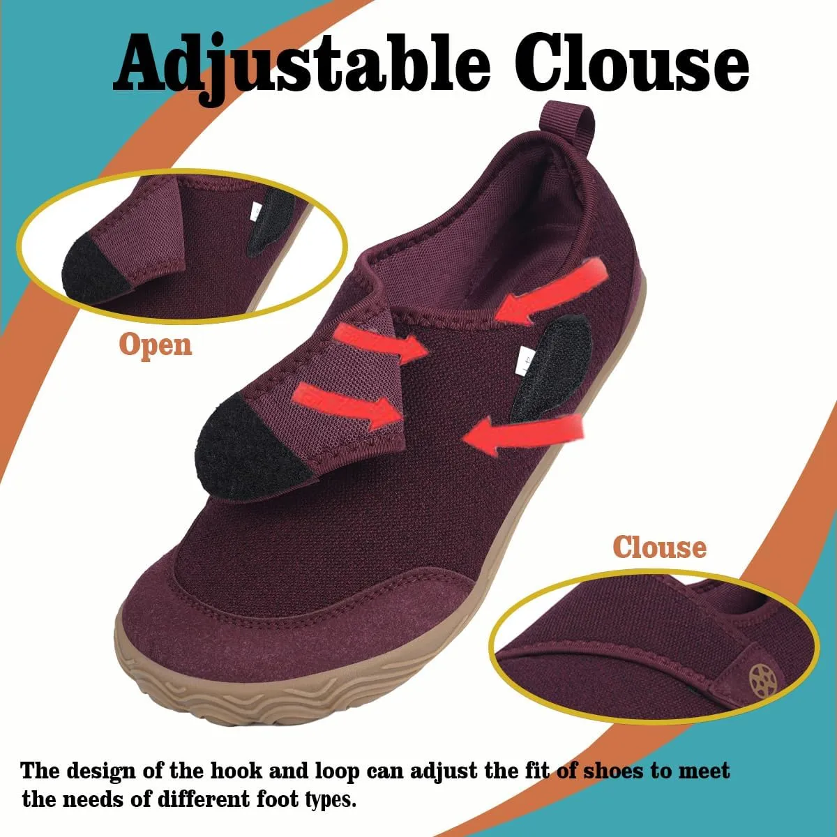 Sisttke Womens Mens Barefoot Slippers Wide Diabetic Shoes with Arch Support Orthopedic Adjustable Walking Slipper Arthritis Edema Swollen House Shoes Indoor Outdoor