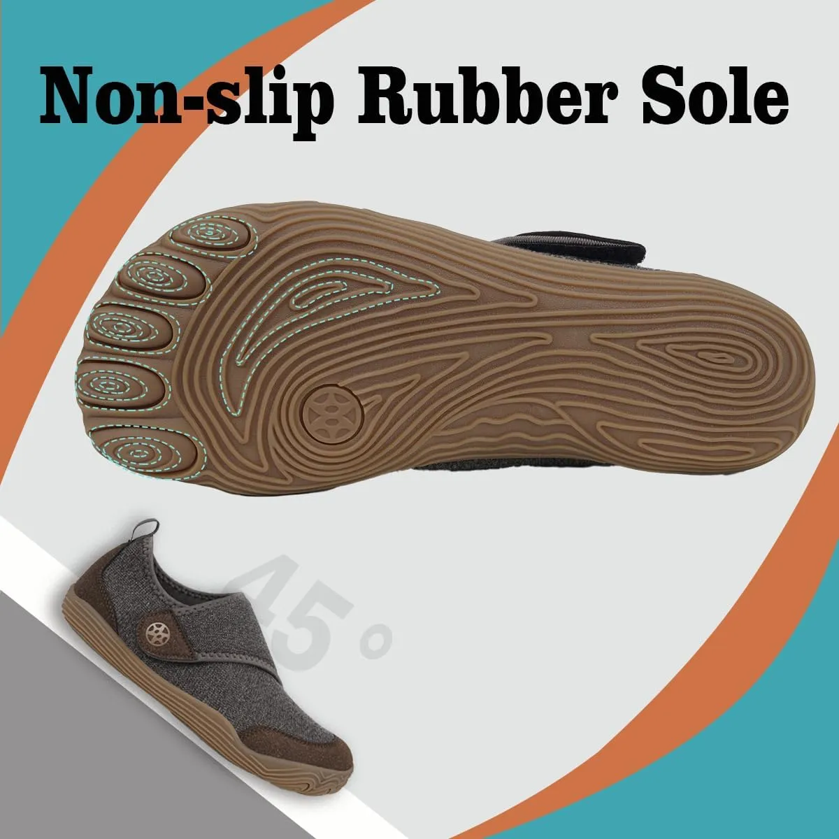 Sisttke Womens Mens Barefoot Slippers Wide Diabetic Shoes with Arch Support Orthopedic Adjustable Walking Slipper Arthritis Edema Swollen House Shoes Indoor Outdoor