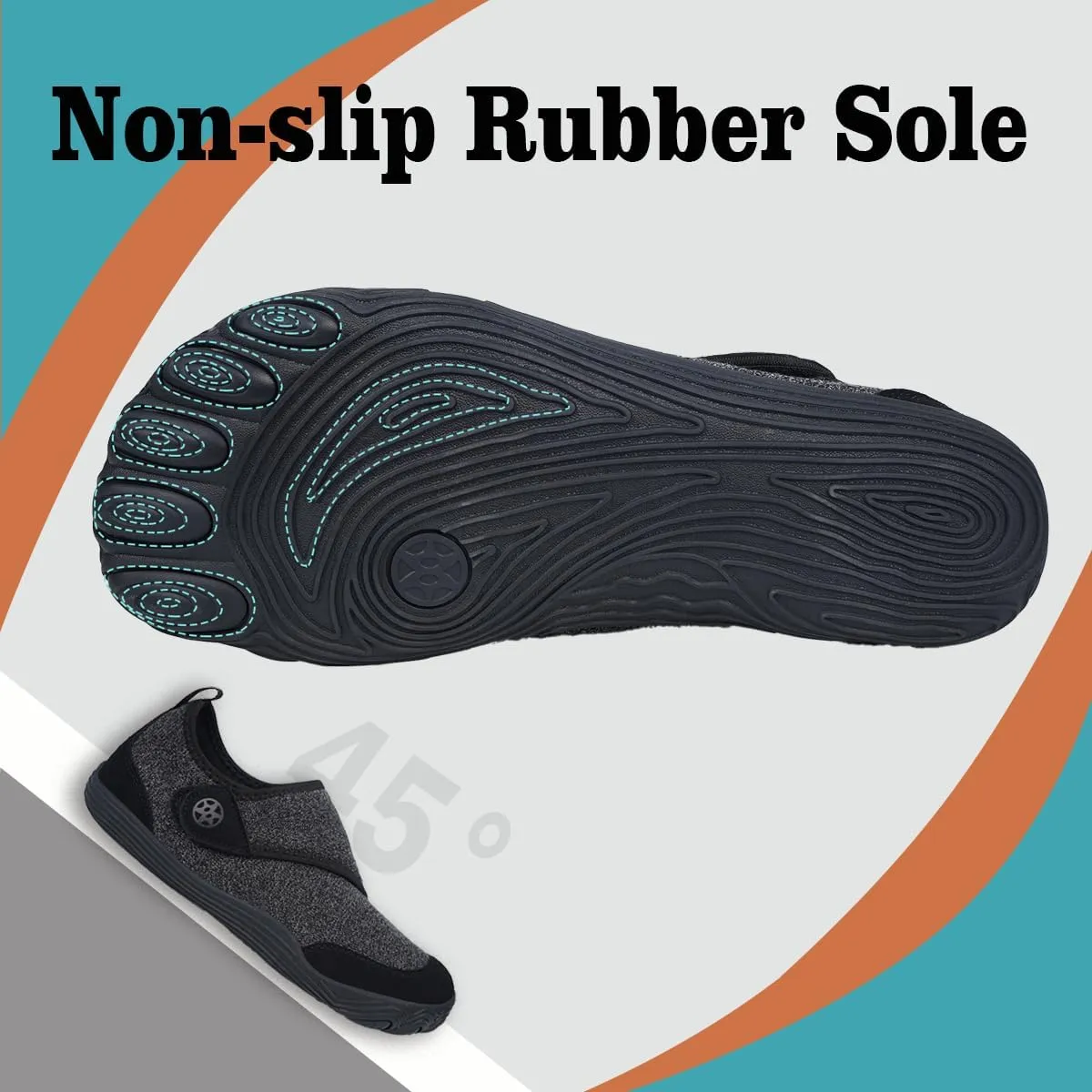 Sisttke Womens Mens Barefoot Slippers Wide Diabetic Shoes with Arch Support Orthopedic Adjustable Walking Slipper Arthritis Edema Swollen House Shoes Indoor Outdoor
