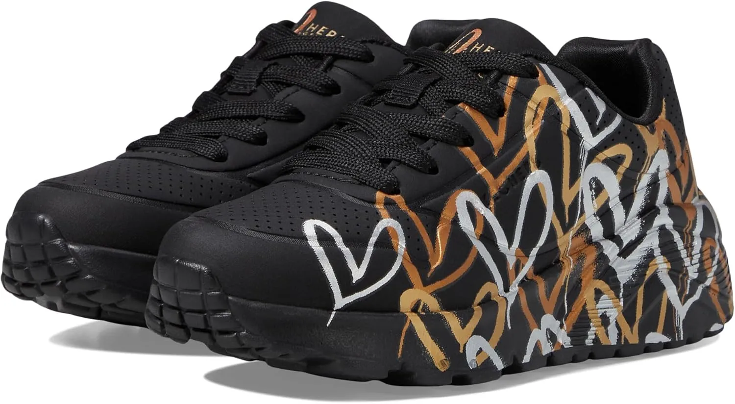 Skechers Girls' Uno Lite metallic Love