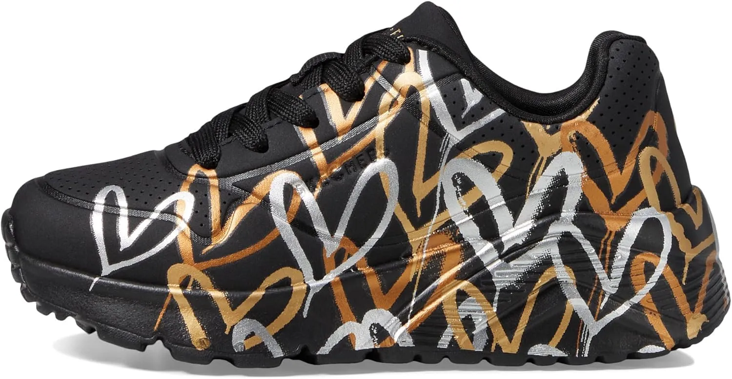 Skechers Girls' Uno Lite metallic Love