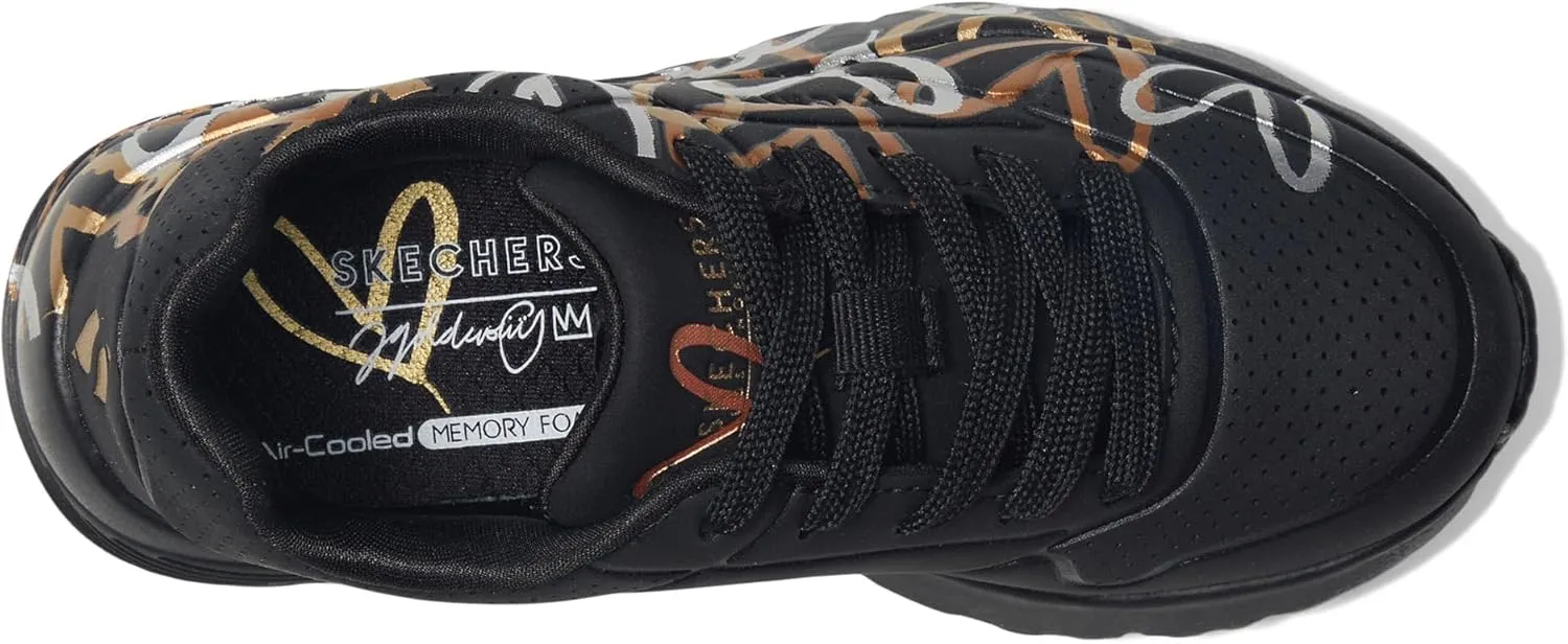 Skechers Girls' Uno Lite metallic Love