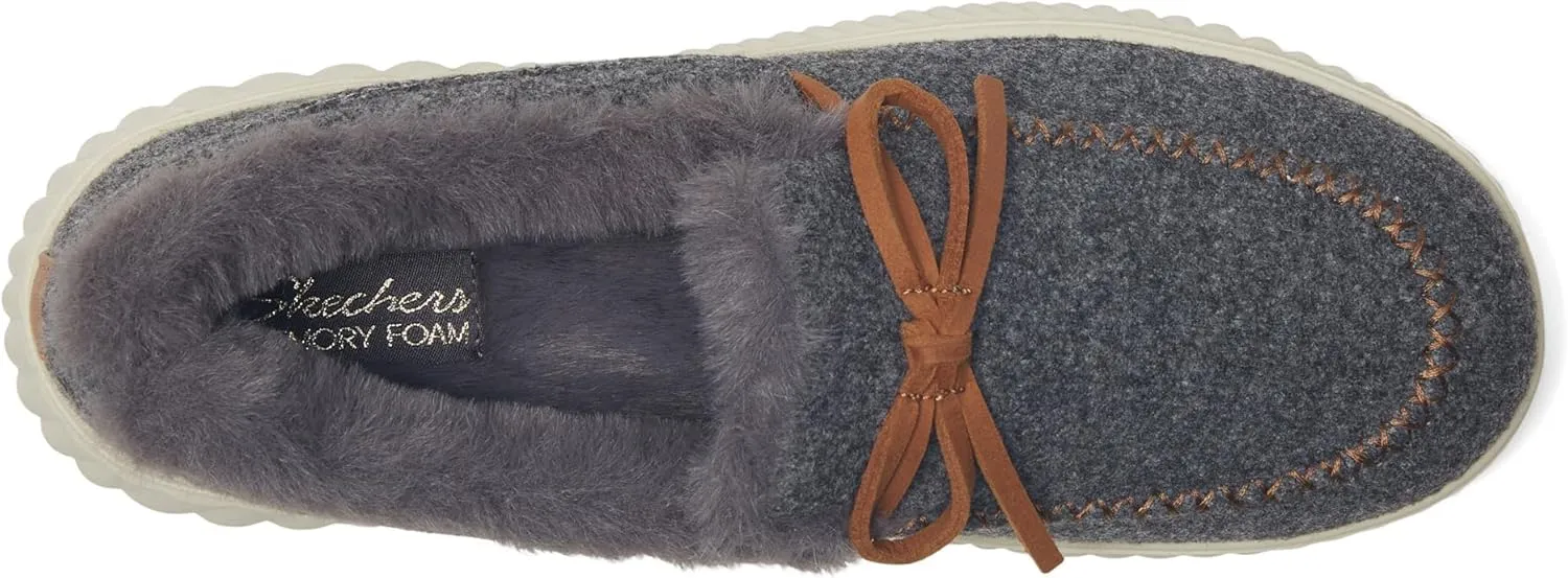 Skechers Women's Cozy Ojai Faux Wool Moccasin Slippers with Memory Foam