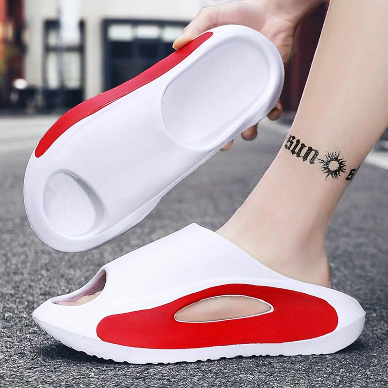 Slides Sandals for Men Women Open Toe Slide Platform Slippers Summer Anti-Slip Beach Shower Shoes Anti Collision Thick Sole