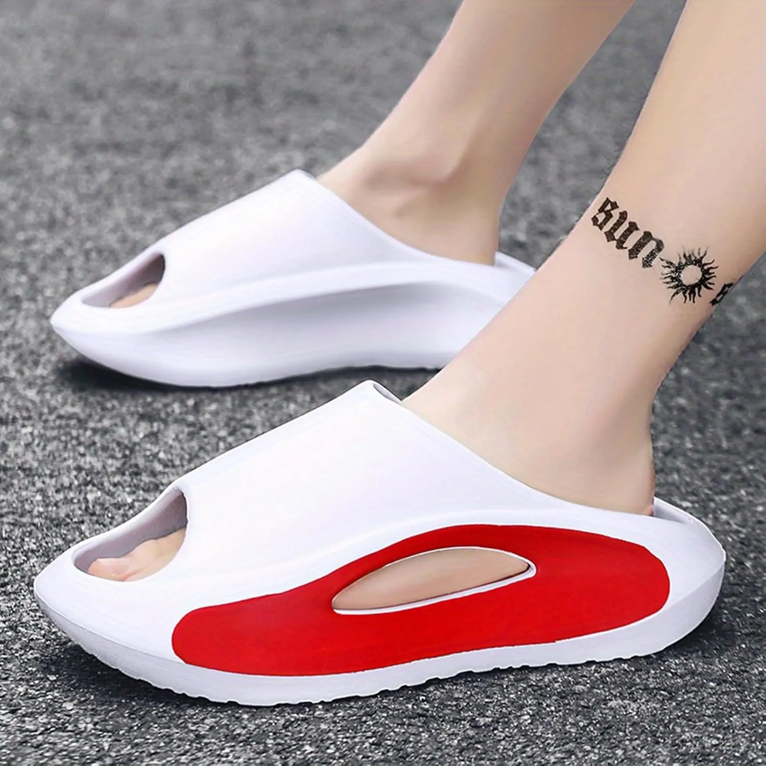 Slides Sandals for Men Women Open Toe Slide Platform Slippers Summer Anti-Slip Beach Shower Shoes Anti Collision Thick Sole