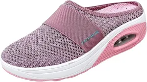 Slip On Mules for Womens Breathable Mesh Walking Mules Sneakers Slip-On Open Back Mule Outdoor Casual Non Slip Orthopedic Sneakers with Arch Support Comfy Slippers Slides Closed Toe