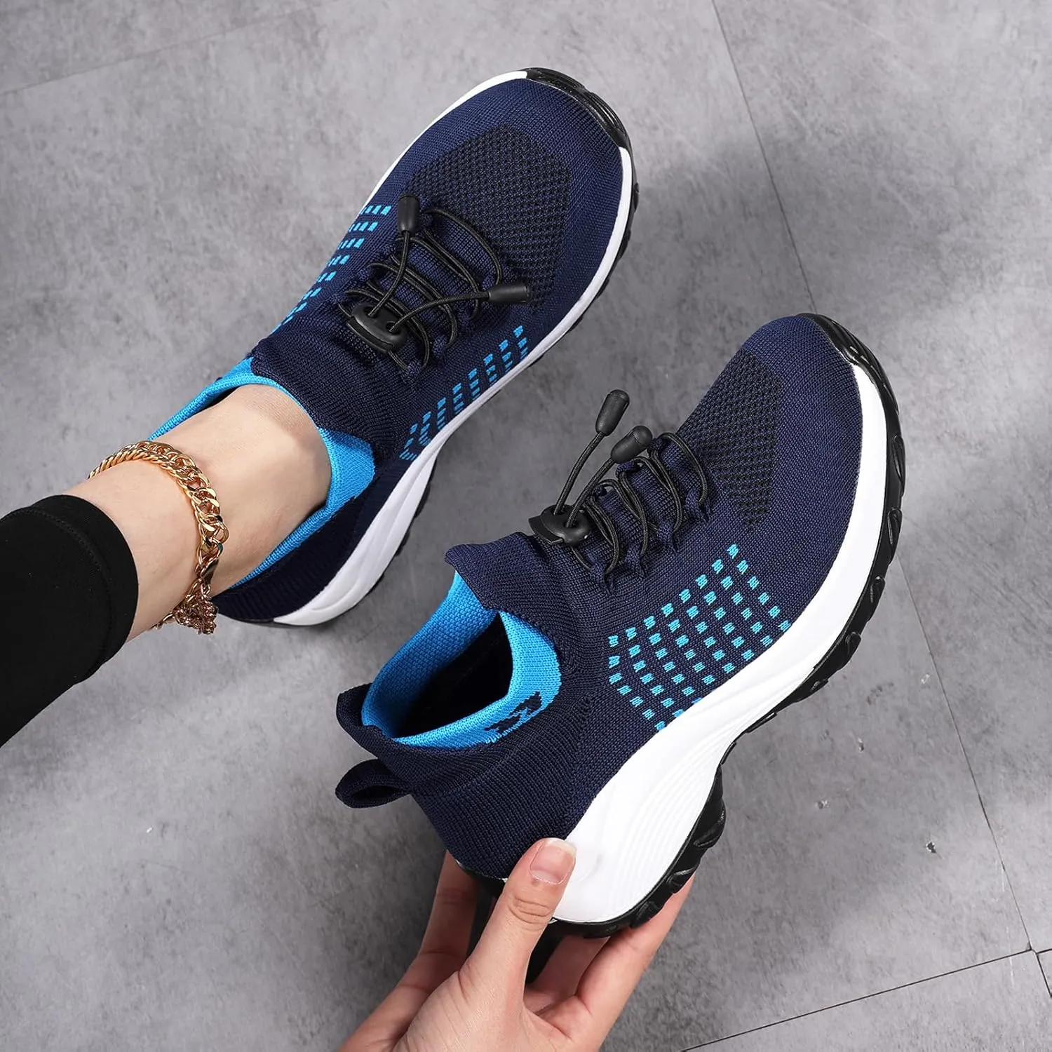 Slip On Orthopedic Sneakers for Women Comfortable Casual Ladies Athletic Shoes Lightweight Wide Width Arch Support Non Slip Shoes Breathable Mesh Woven Low Top Walking Shoe