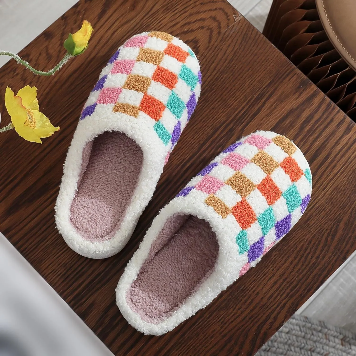 Slippers for Women Men Fuzzy Memory Foam Slipper Fluffy Winter Soft Warm Slip On House Shoes