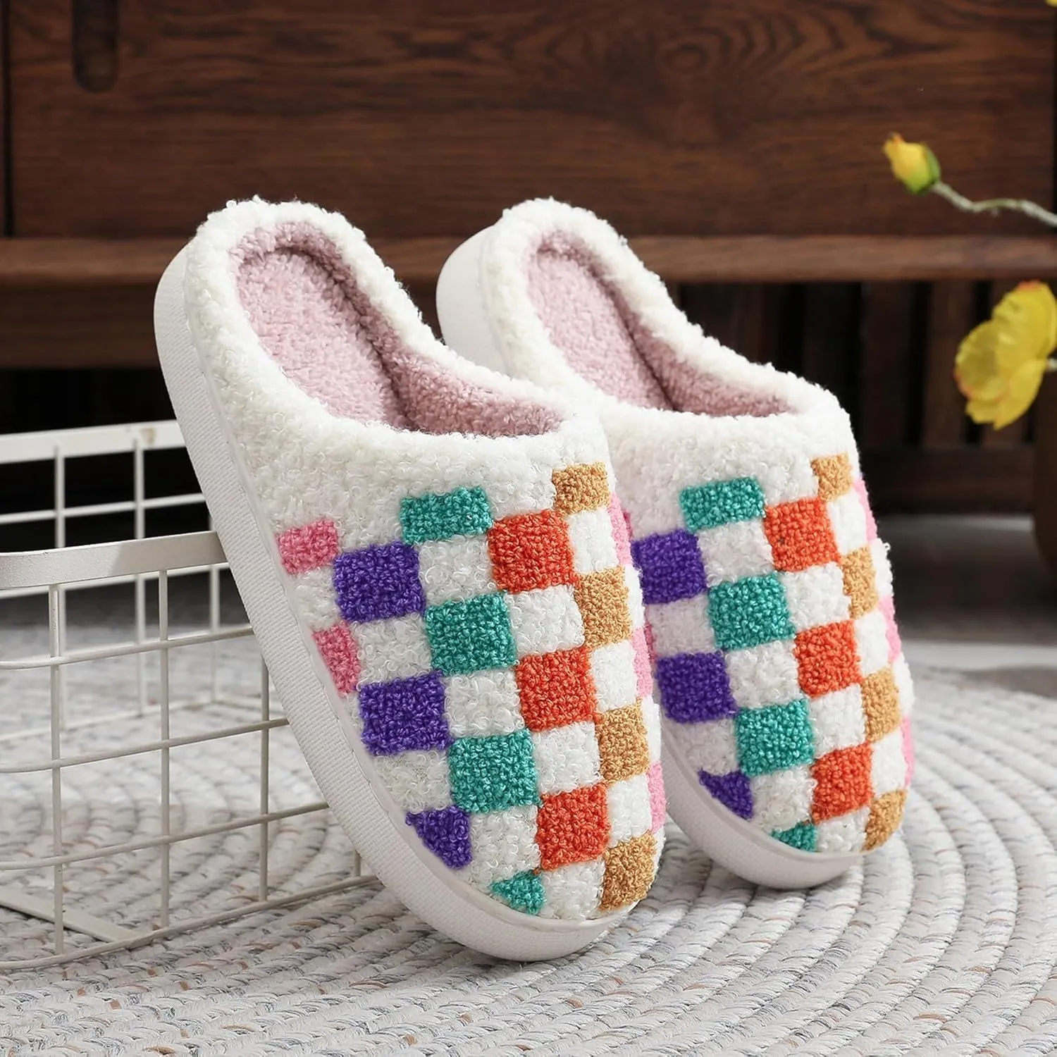 Slippers for Women Men Fuzzy Memory Foam Slipper Fluffy Winter Soft Warm Slip On House Shoes