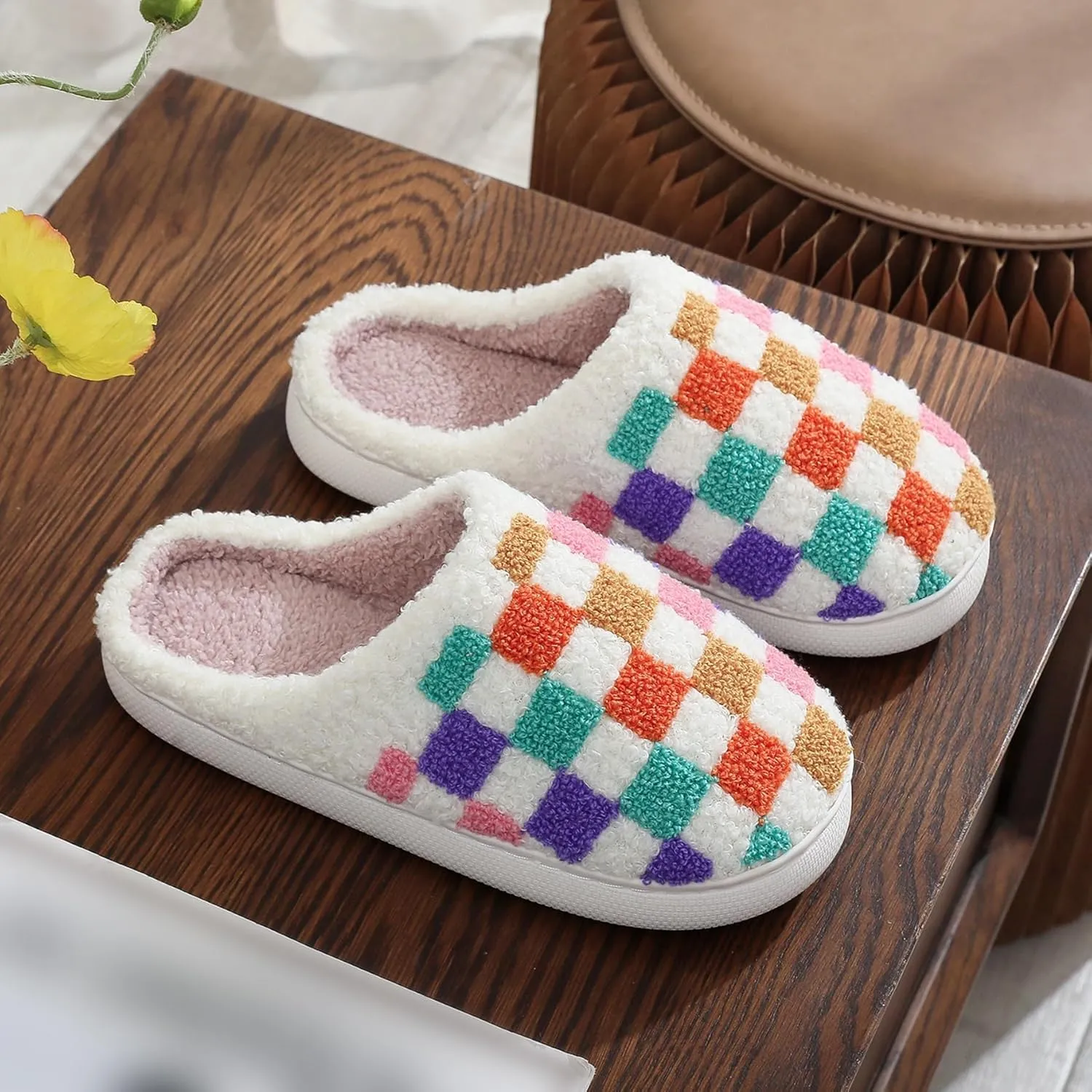 Slippers for Women Men Fuzzy Memory Foam Slipper Fluffy Winter Soft Warm Slip On House Shoes