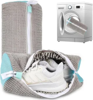 Sneaker Washing Machine Bag – Reusable Mesh Shoe Bag for Washing Machine, Laundry Shoe Cleaner for All Sizes and Styles (Gray, 2-Pack)