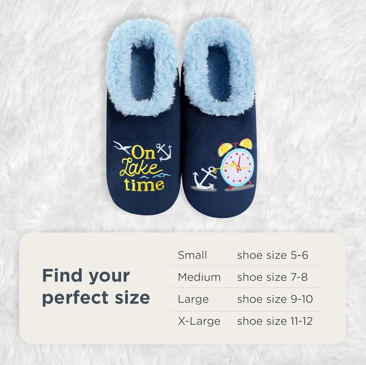 Snoozies Pairable Slipper Socks - Funny House Slippers for Women, Non-Slip Fuzzy Slipper Socks - Happy Camper