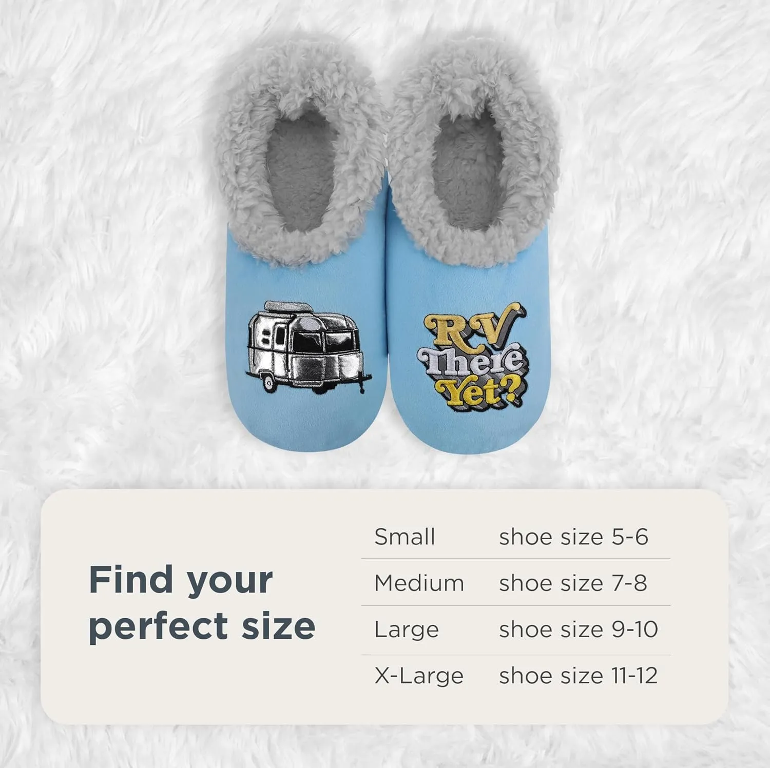 Snoozies Pairable Slipper Socks - Funny House Slippers for Women, Non-Slip Fuzzy Slipper Socks - Happy Camper