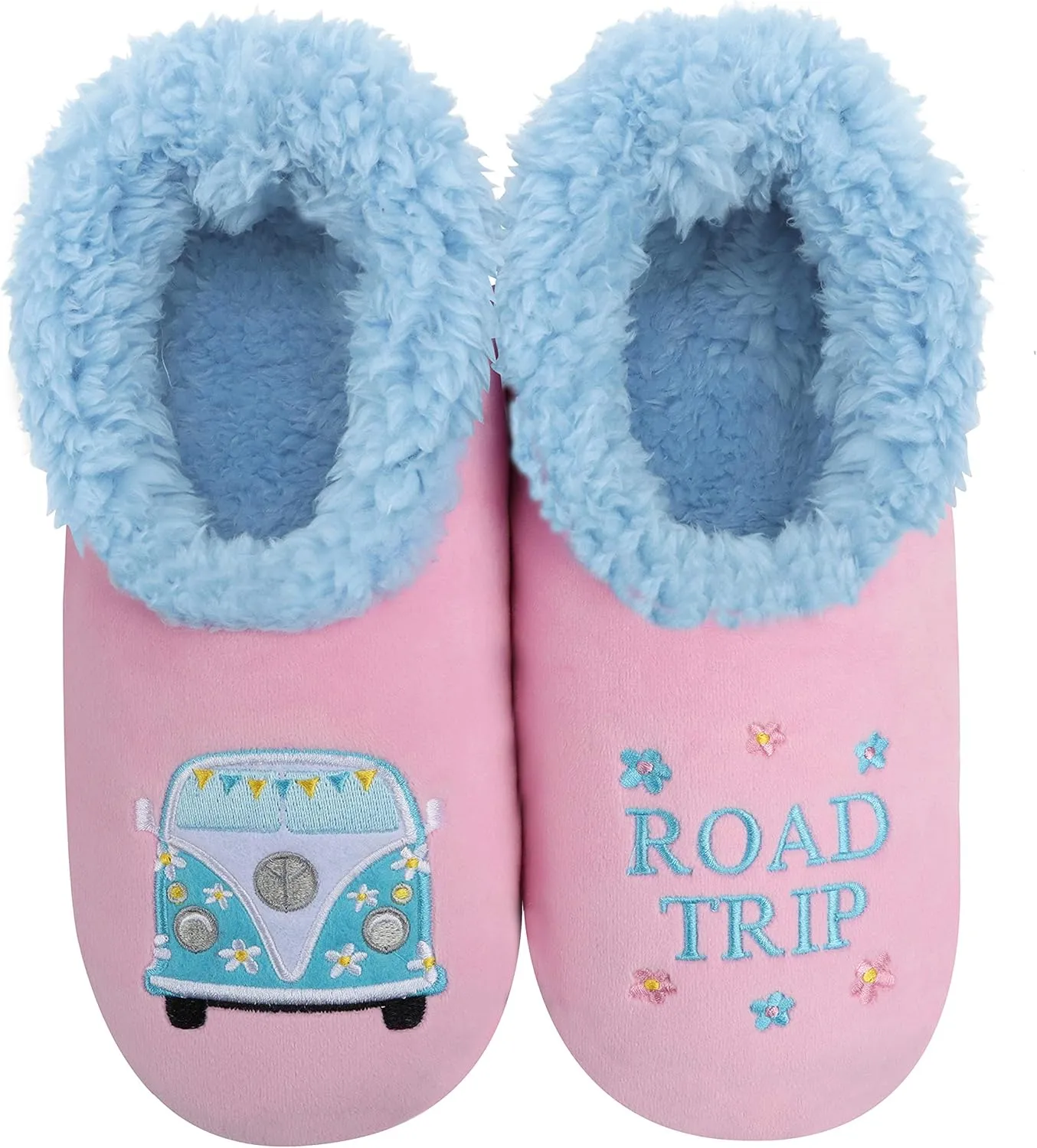 Snoozies Pairable Slipper Socks - Funny House Slippers for Women, Non-Slip Fuzzy Slipper Socks - Happy Camper