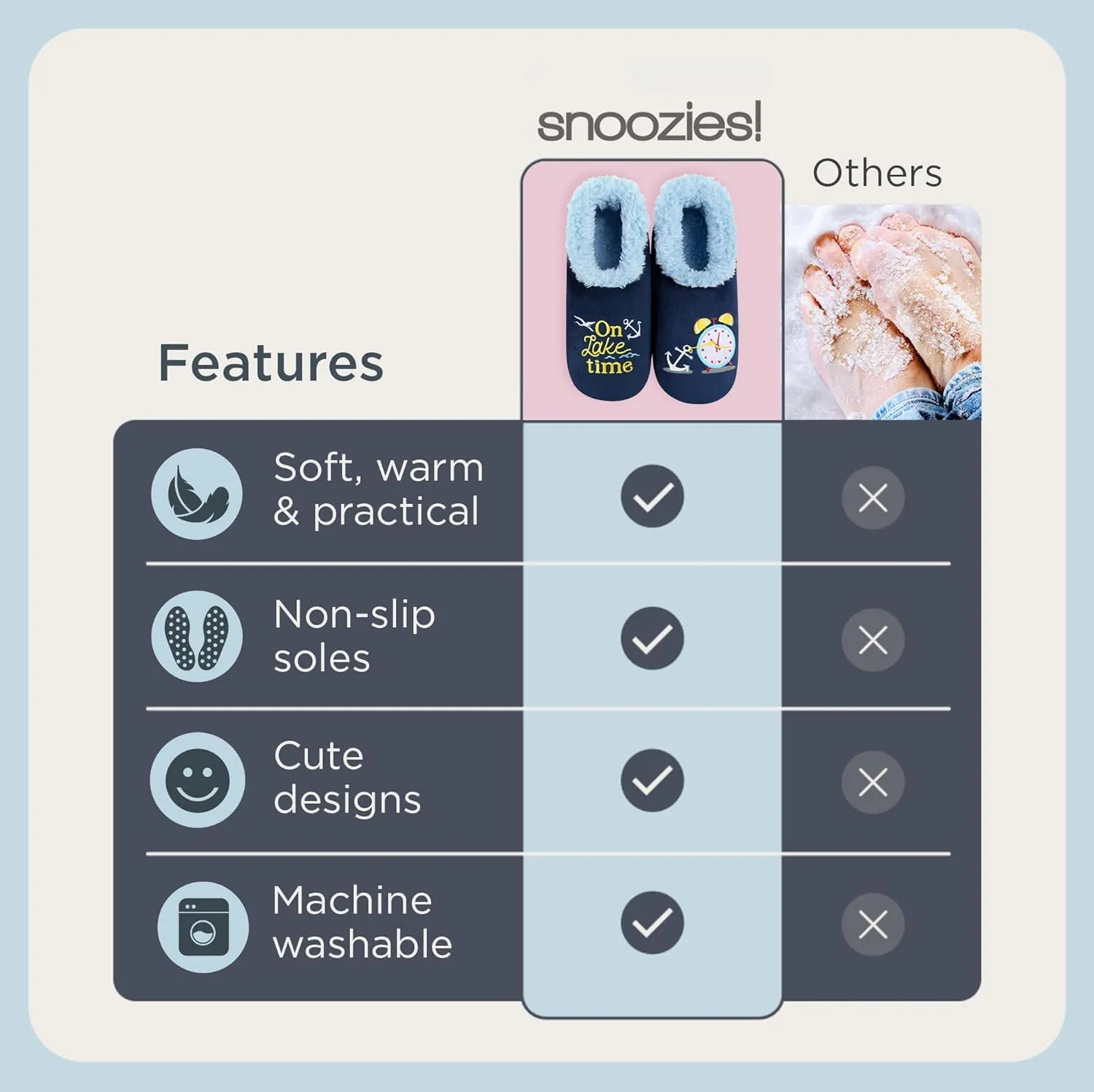 Snoozies Pairable Slipper Socks - Funny House Slippers for Women, Non-Slip Fuzzy Slipper Socks - Happy Camper