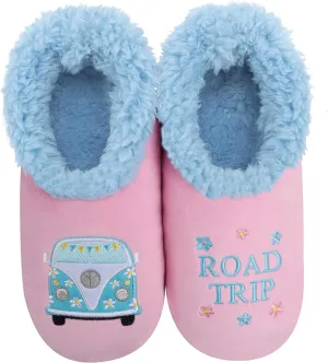 Snoozies Pairable Slipper Socks - Funny House Slippers for Women, Non-Slip Fuzzy Slipper Socks - Happy Camper