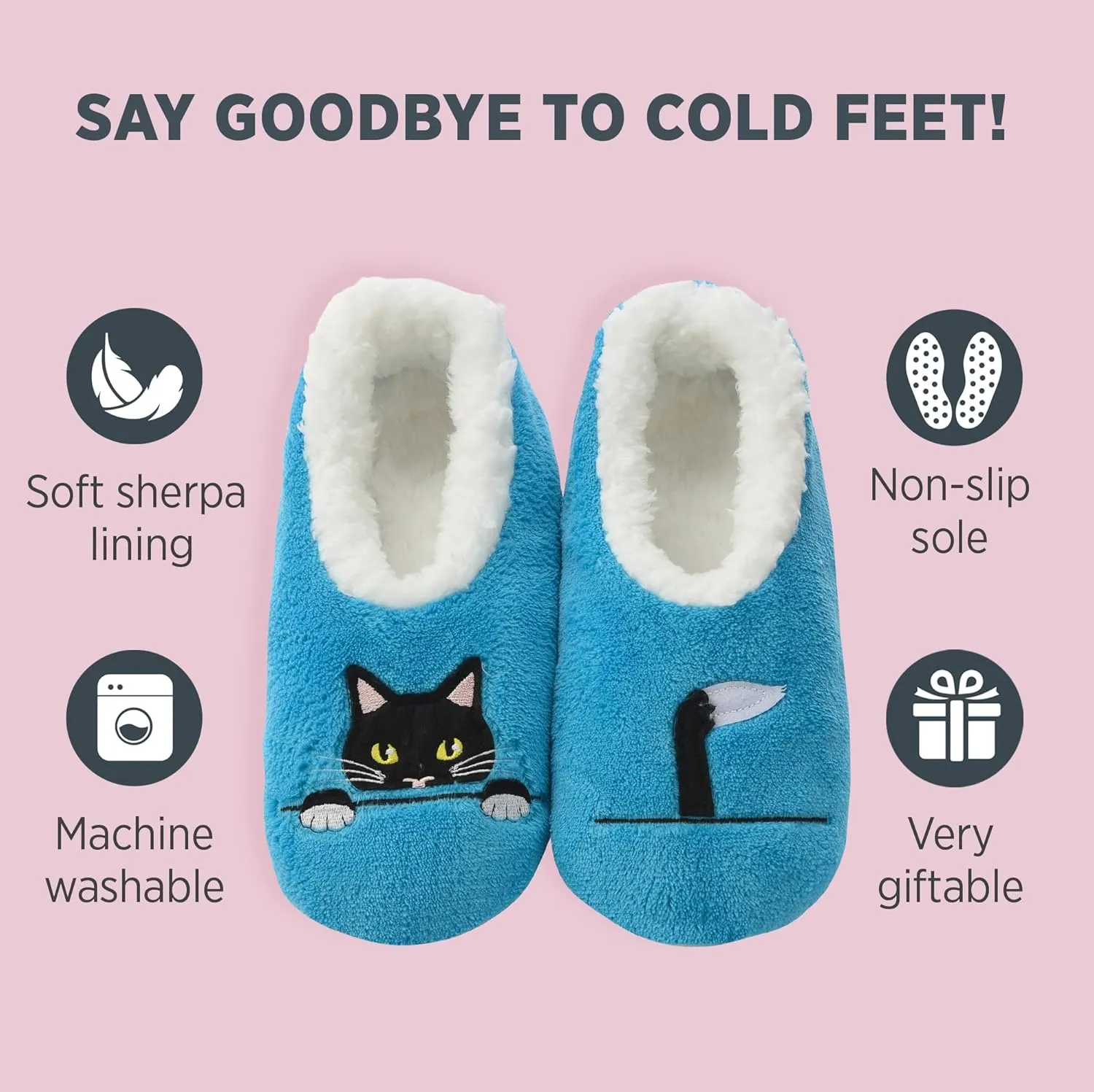 Snoozies Pairable Slipper Socks - Funny House Slippers for Women, Non-Slip Fuzzy Slipper Socks