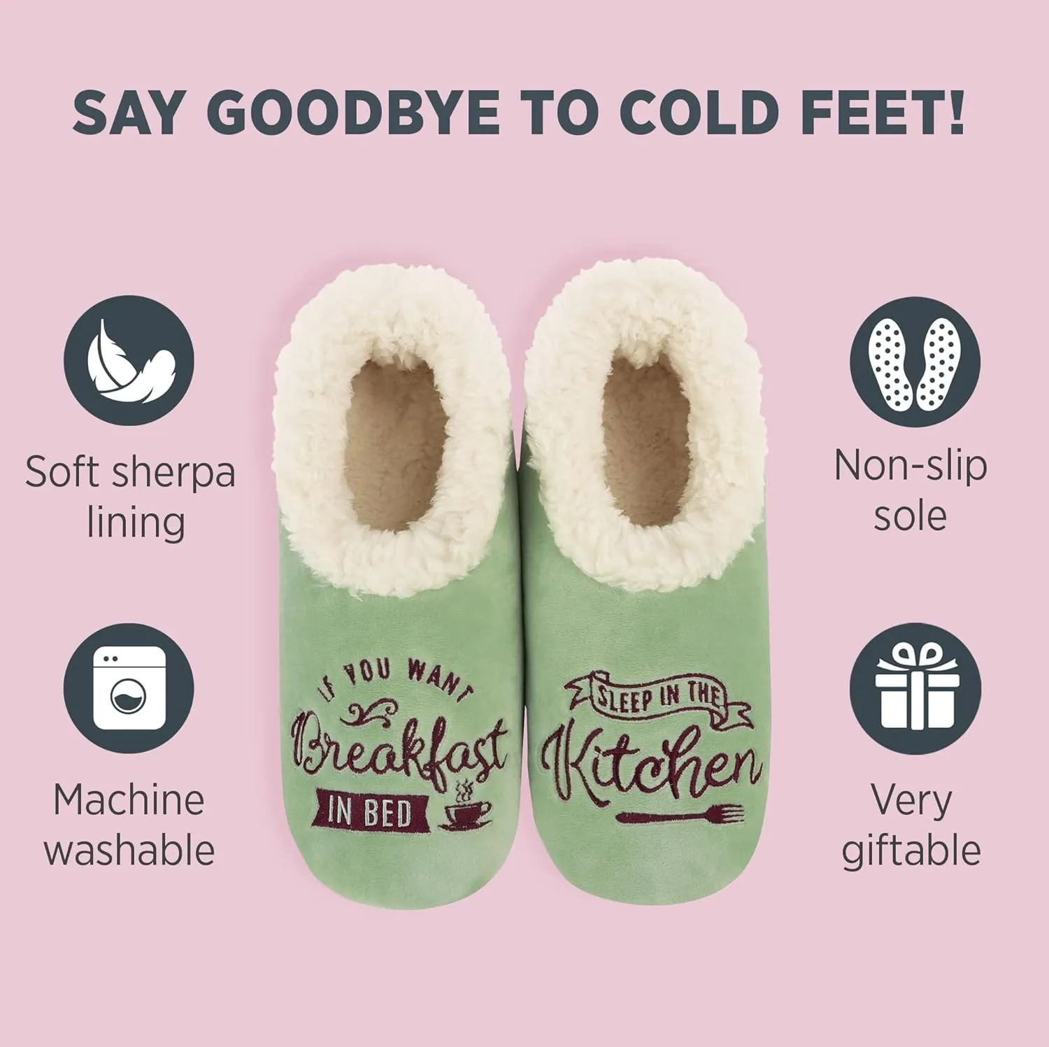 Snoozies Pairable Slipper Socks - Funny House Slippers for Women, Non-Slip Fuzzy Slipper Socks