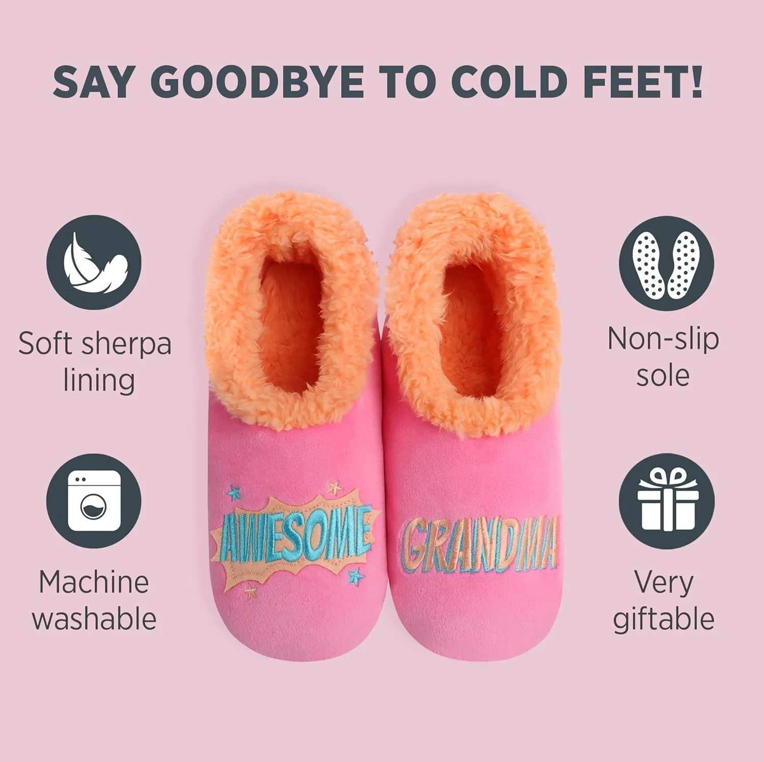 Snoozies Pairable Slipper Socks - Funny House Slippers for Women, Non-Slip Fuzzy Slipper Socks