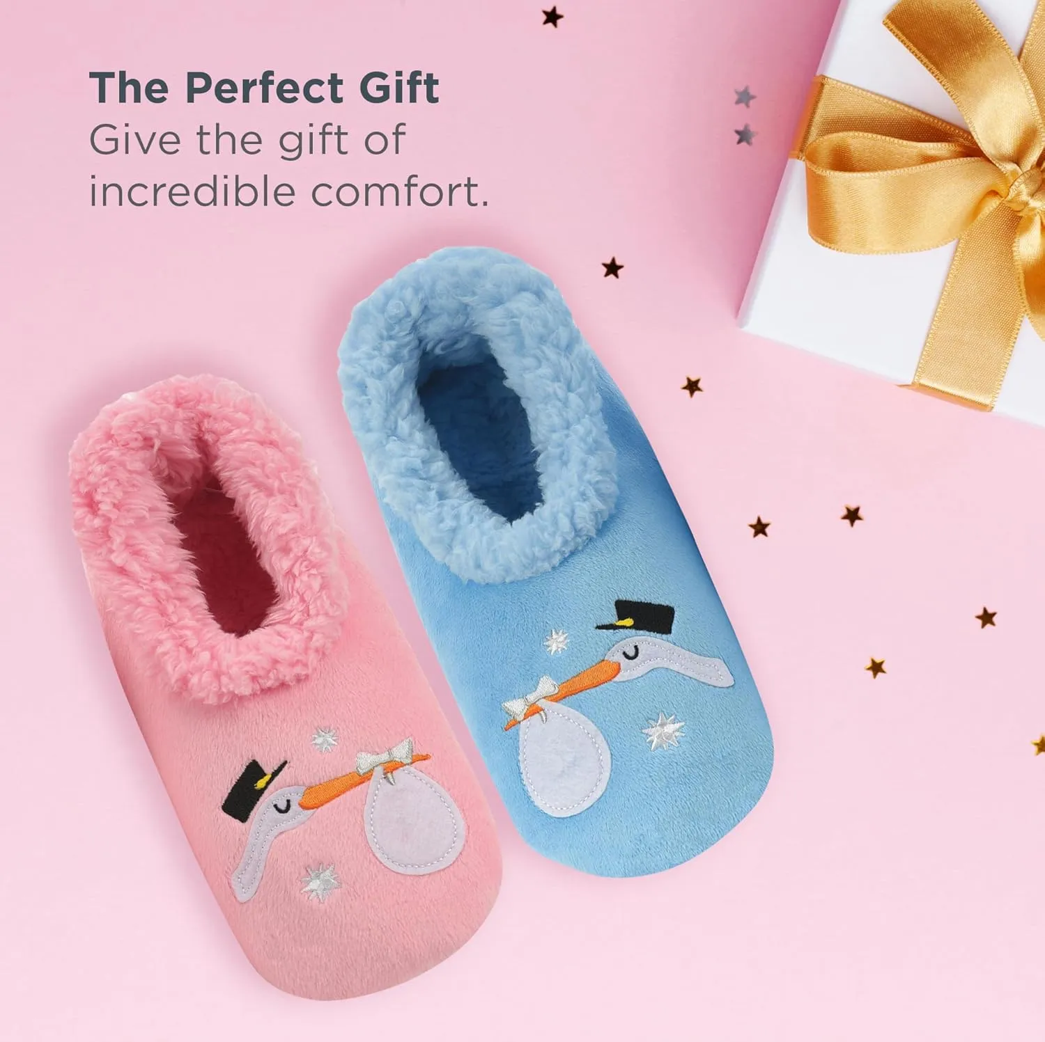Snoozies Pairable Slipper Socks - Funny House Slippers for Women, Non-Slip Fuzzy Slipper Socks