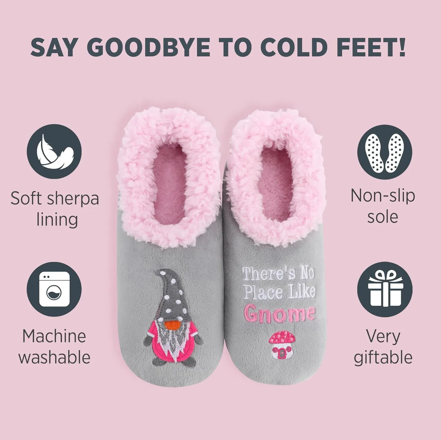 Snoozies Pairable Slipper Socks - Funny House Slippers for Women, Non-Slip Fuzzy Slipper Socks
