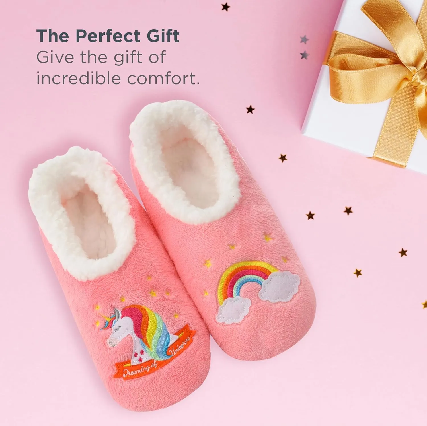 Snoozies Pairable Slipper Socks - Funny House Slippers for Women, Non-Slip Fuzzy Slipper Socks