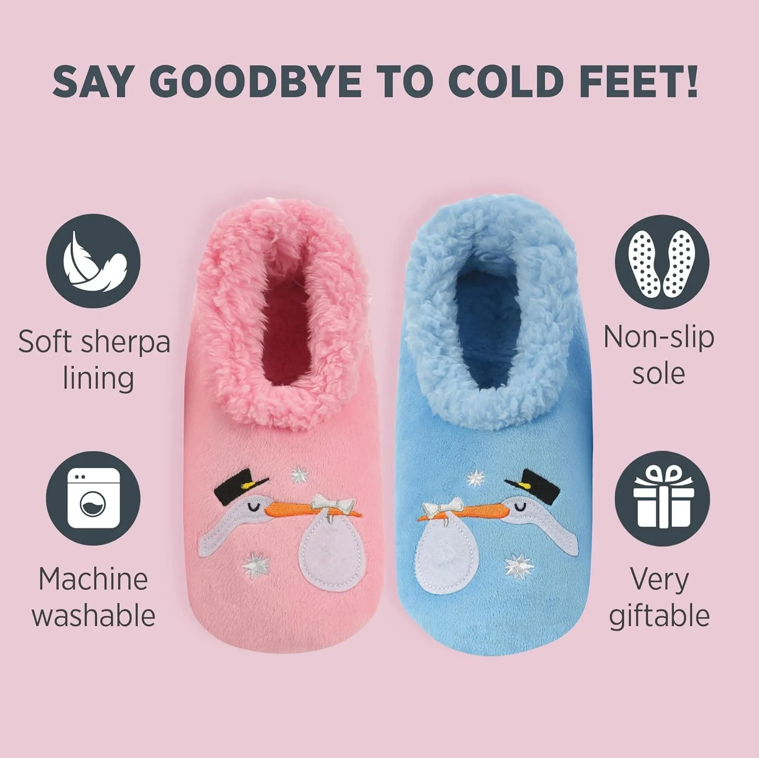Snoozies Pairable Slipper Socks - Funny House Slippers for Women, Non-Slip Fuzzy Slipper Socks