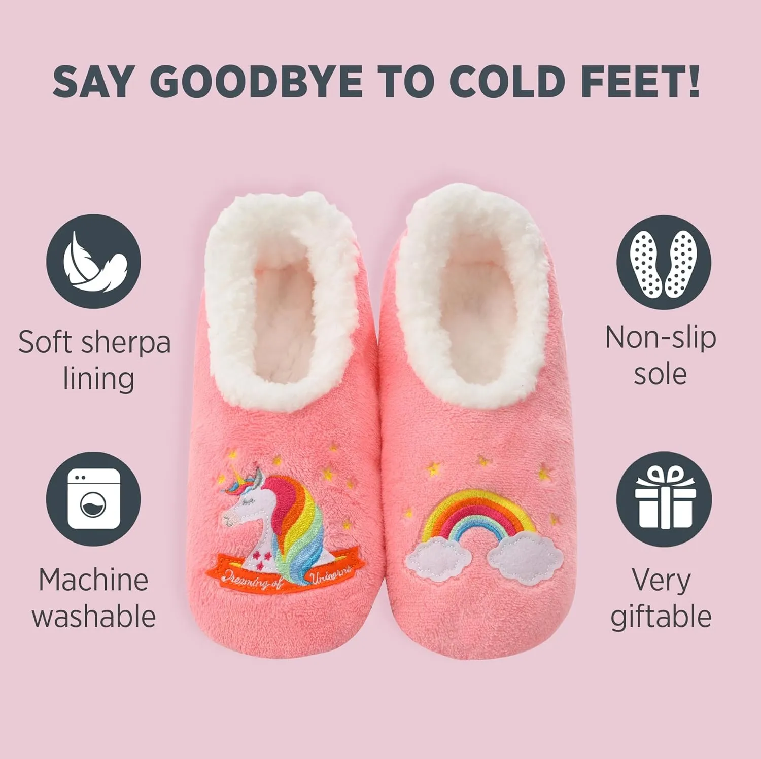Snoozies Pairable Slipper Socks - Funny House Slippers for Women, Non-Slip Fuzzy Slipper Socks