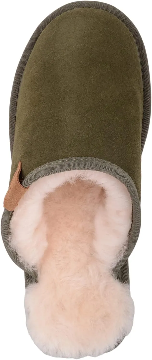 SNUGRUGS Mens Genuine Sheepskin Open Back Winter Mule Slipper with EVA Sole