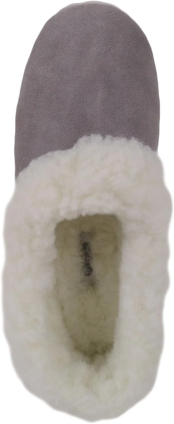 SNUGRUGS Womens Luxury Lambswool Suede Low-Top Slipper with Wool Cuff and Suede Sole