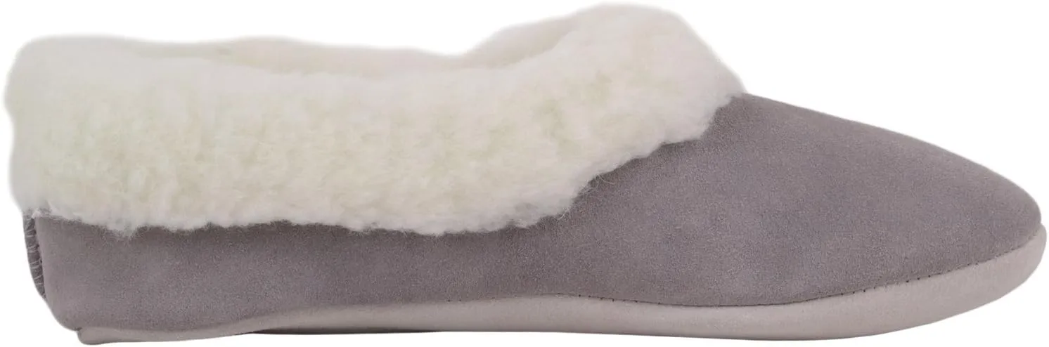 SNUGRUGS Womens Luxury Lambswool Suede Low-Top Slipper with Wool Cuff and Suede Sole