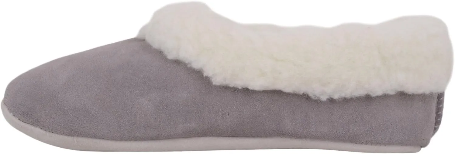 SNUGRUGS Womens Luxury Lambswool Suede Low-Top Slipper with Wool Cuff and Suede Sole