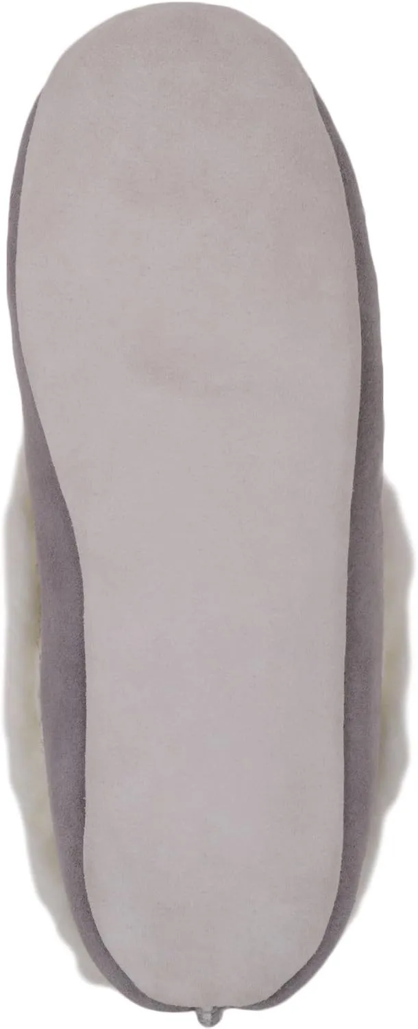 SNUGRUGS Womens Luxury Lambswool Suede Low-Top Slipper with Wool Cuff and Suede Sole