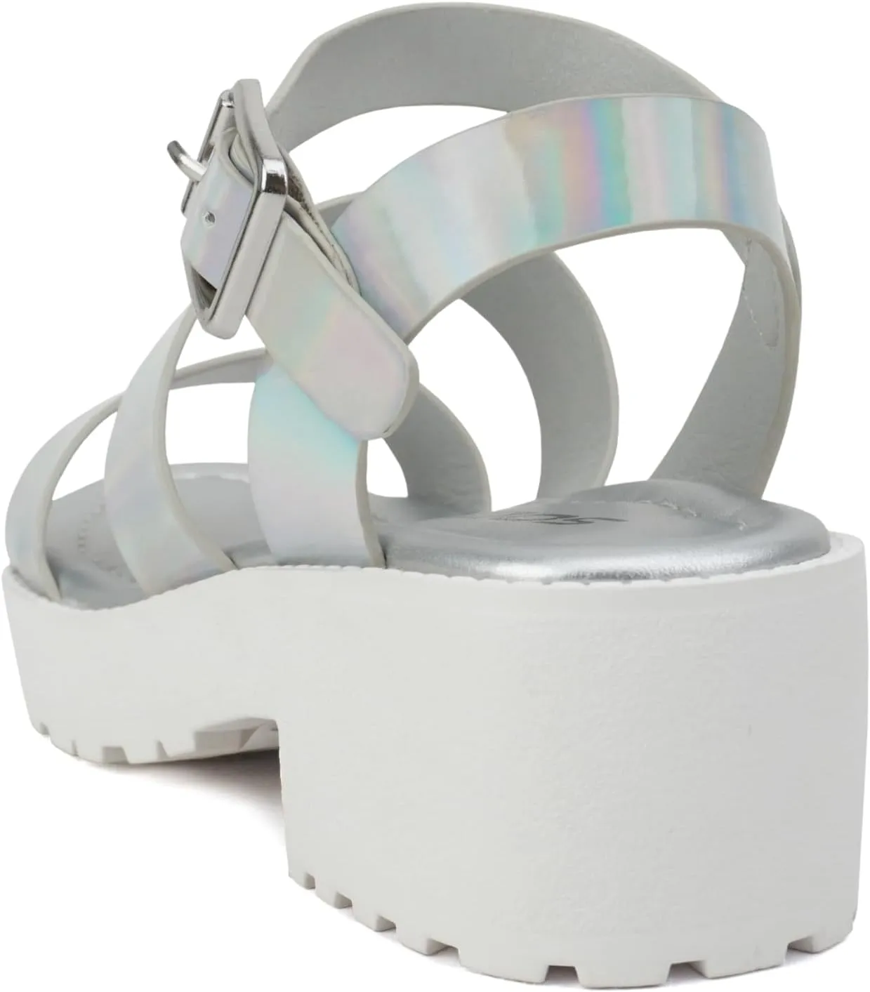 Soda ACCOUNT-2 ~ Little Kids/Children/Girls Open Toe Two Bands Lug sole Fashion Block Heel Sandals with Adjustable Ankle Strap