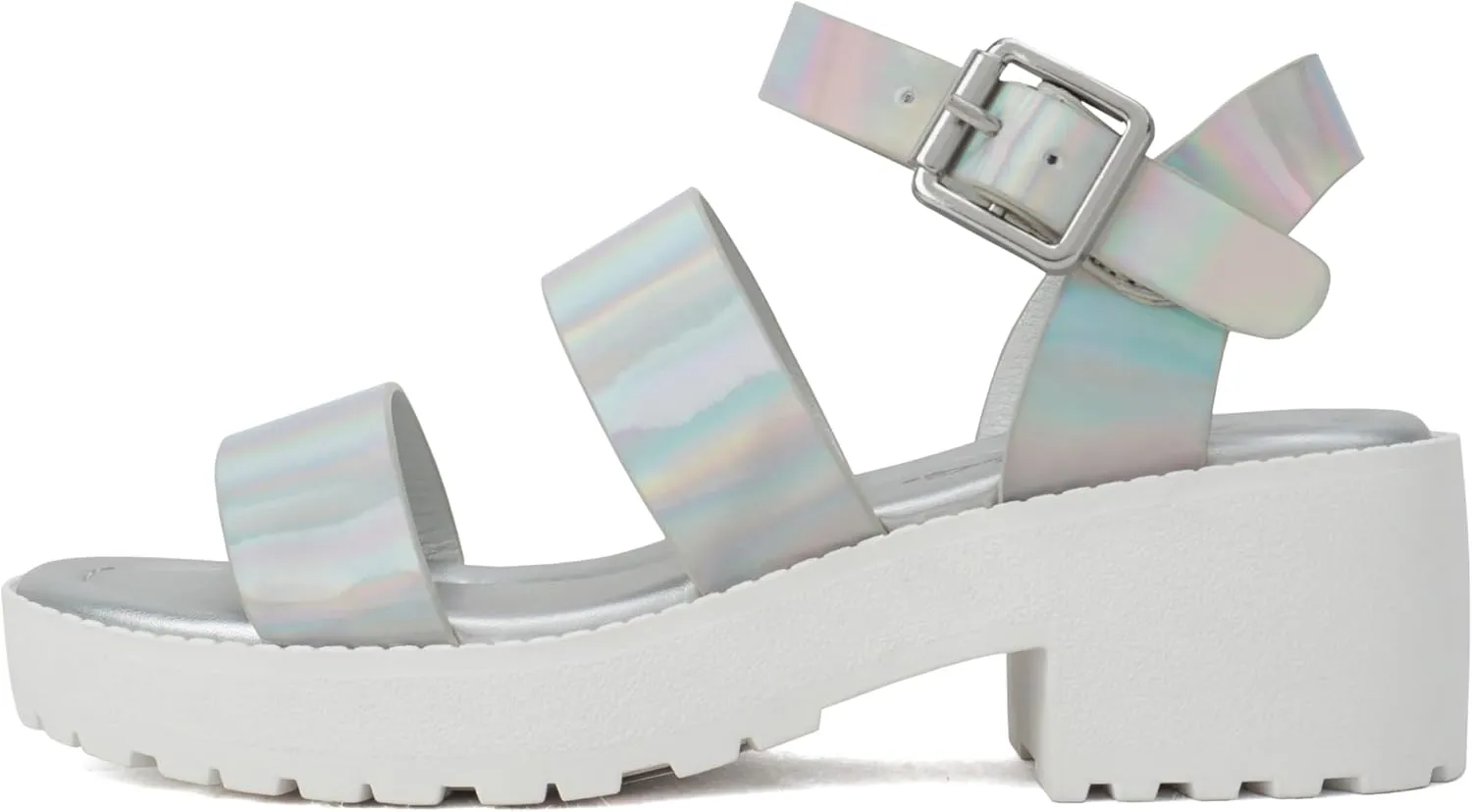 Soda ACCOUNT-2 ~ Little Kids/Children/Girls Open Toe Two Bands Lug sole Fashion Block Heel Sandals with Adjustable Ankle Strap