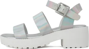 Soda ACCOUNT-2 ~ Little Kids/Children/Girls Open Toe Two Bands Lug sole Fashion Block Heel Sandals with Adjustable Ankle Strap