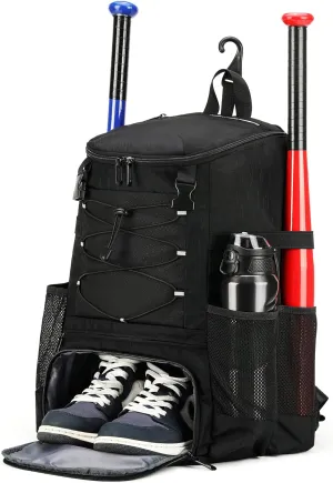 Softball Bag, Baseball Equipment Backpack for Youth Girls Adult, Lightweight With Shoe Compartment, Fence Hook for TBall, Bat, Helmet