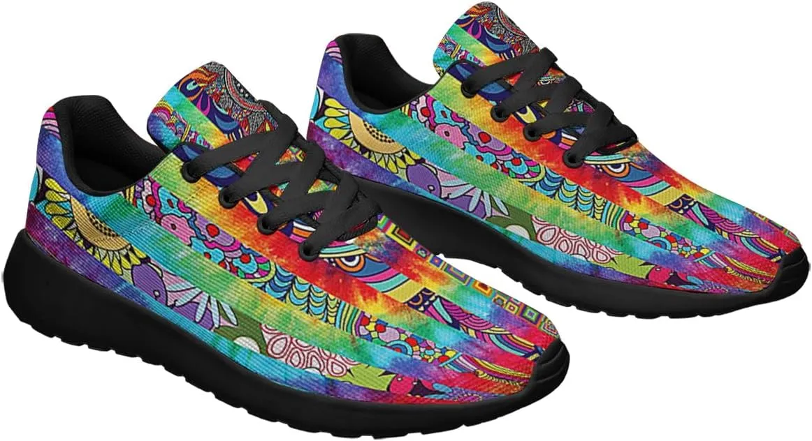 Sonzj-II Peace Hippie Printed Men Women Running Walking Shoes Lightweight Breathable Fashion Sneakers