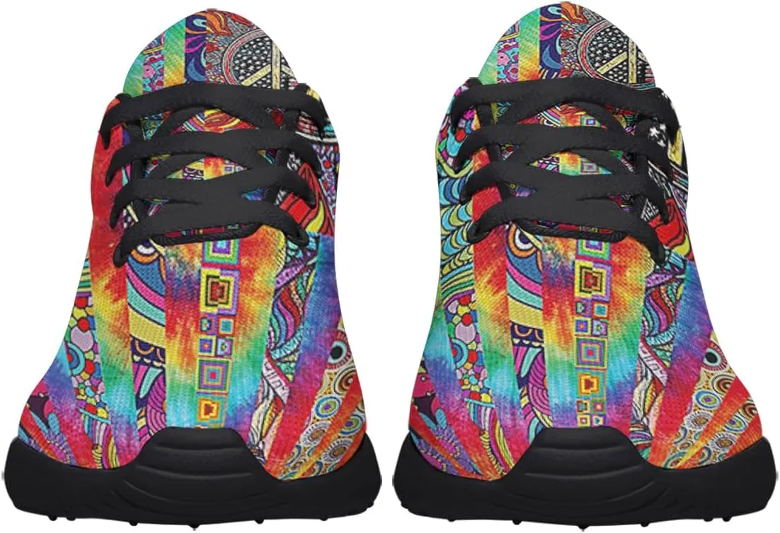 Sonzj-II Peace Hippie Printed Men Women Running Walking Shoes Lightweight Breathable Fashion Sneakers