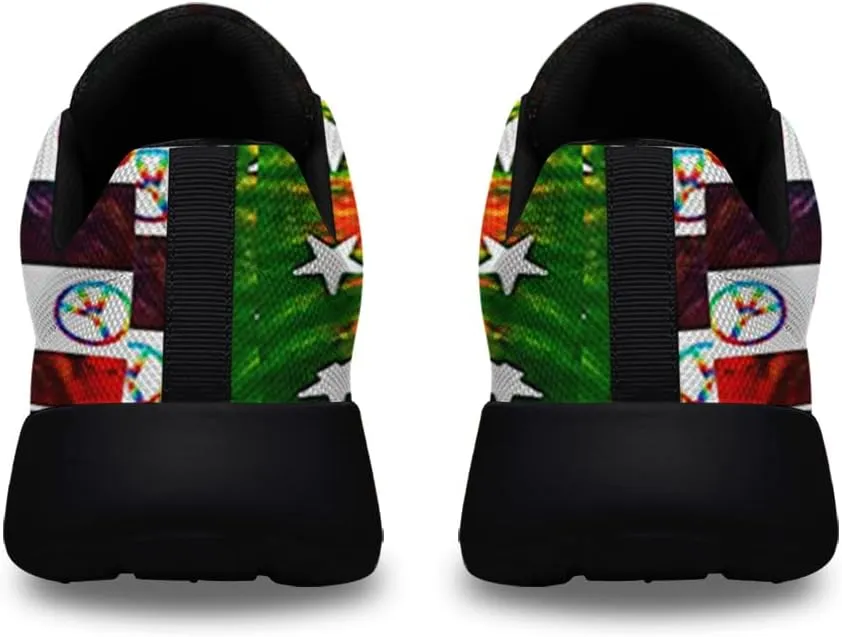 Sonzj-II Peace Hippie Printed Men Women Running Walking Shoes Lightweight Breathable Fashion Sneakers