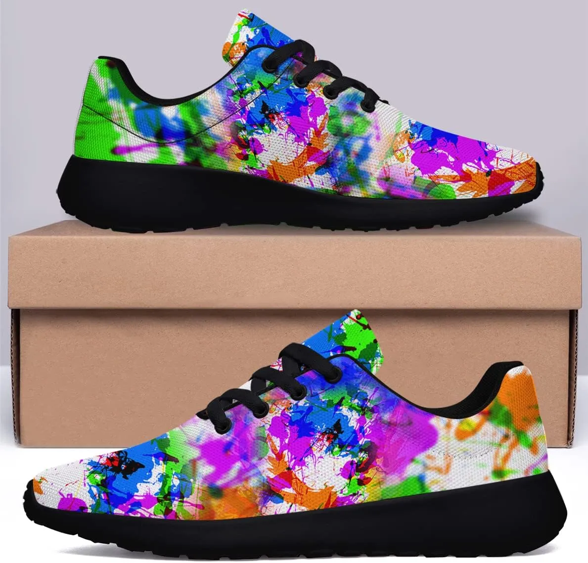 Sonzj-II Women Men Tennis Shoes,Athletic Fashion Neon Splatters with Paint Cool Sneaker for Girl,Boy,Gym,Walking,Hiking,Jogging,Running,Travel and More