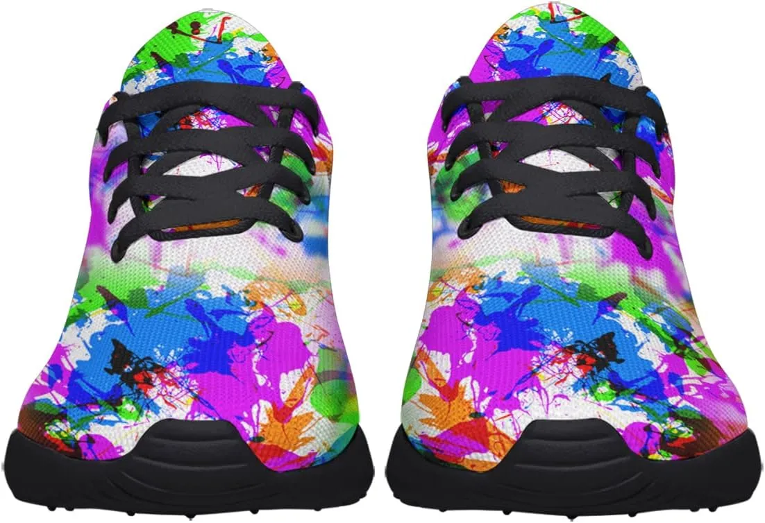 Sonzj-II Women Men Tennis Shoes,Athletic Fashion Neon Splatters with Paint Cool Sneaker for Girl,Boy,Gym,Walking,Hiking,Jogging,Running,Travel and More