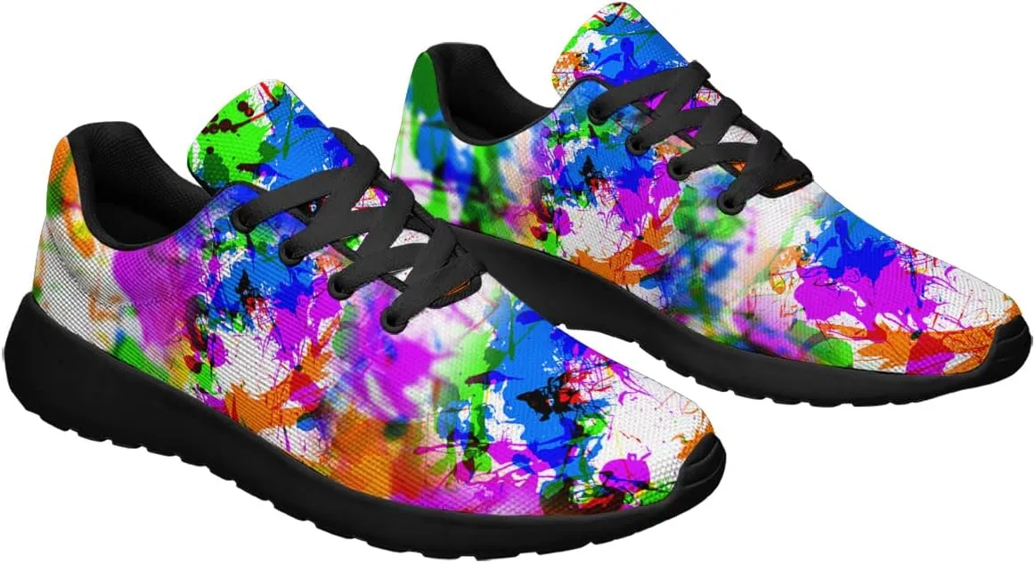 Sonzj-II Women Men Tennis Shoes,Athletic Fashion Neon Splatters with Paint Cool Sneaker for Girl,Boy,Gym,Walking,Hiking,Jogging,Running,Travel and More