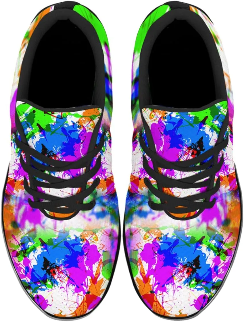 Sonzj-II Women Men Tennis Shoes,Athletic Fashion Neon Splatters with Paint Cool Sneaker for Girl,Boy,Gym,Walking,Hiking,Jogging,Running,Travel and More