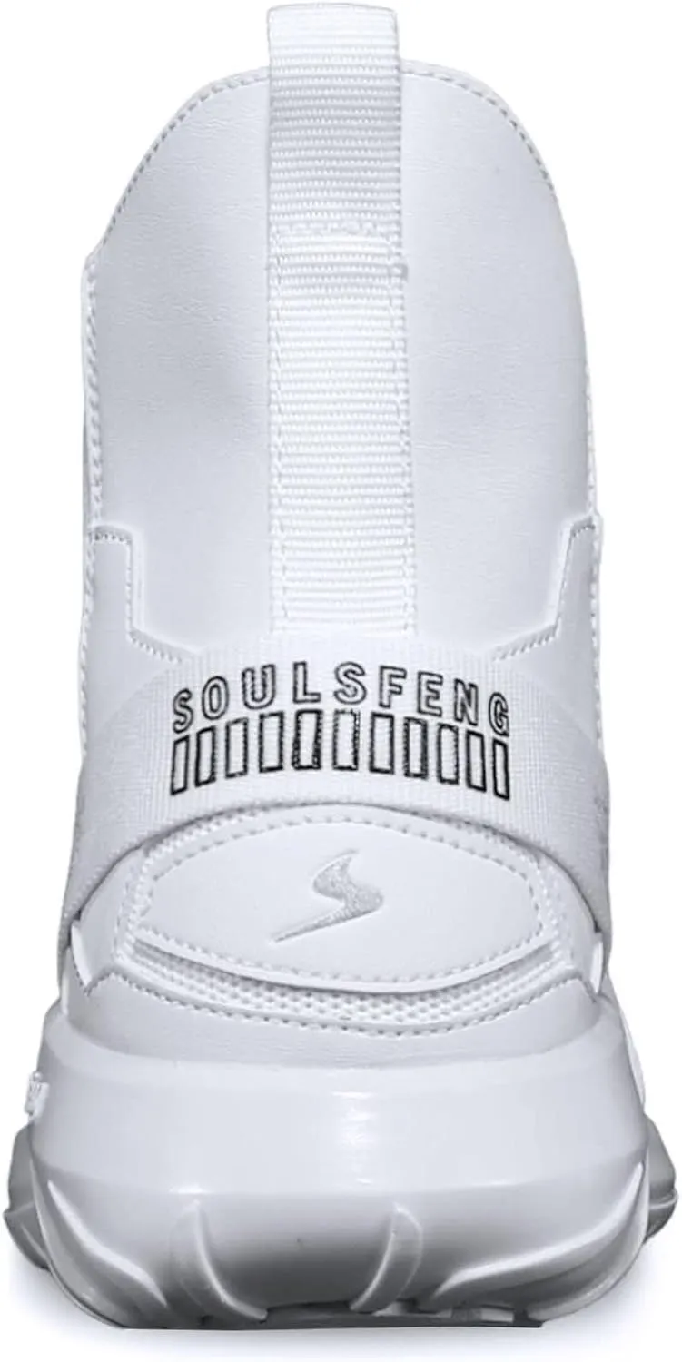 Soulsfeng Fashion High Top Sneakers Reflective Shoes Leather Splicing Lightweight Non Slip Walking Shoes