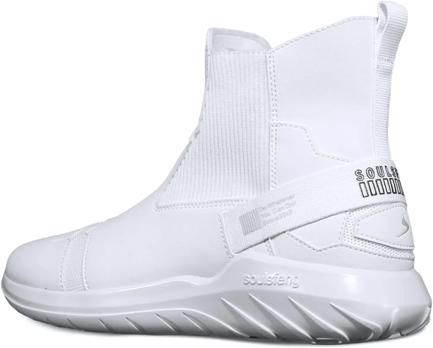 Soulsfeng Fashion High Top Sneakers Reflective Shoes Leather Splicing Lightweight Non Slip Walking Shoes