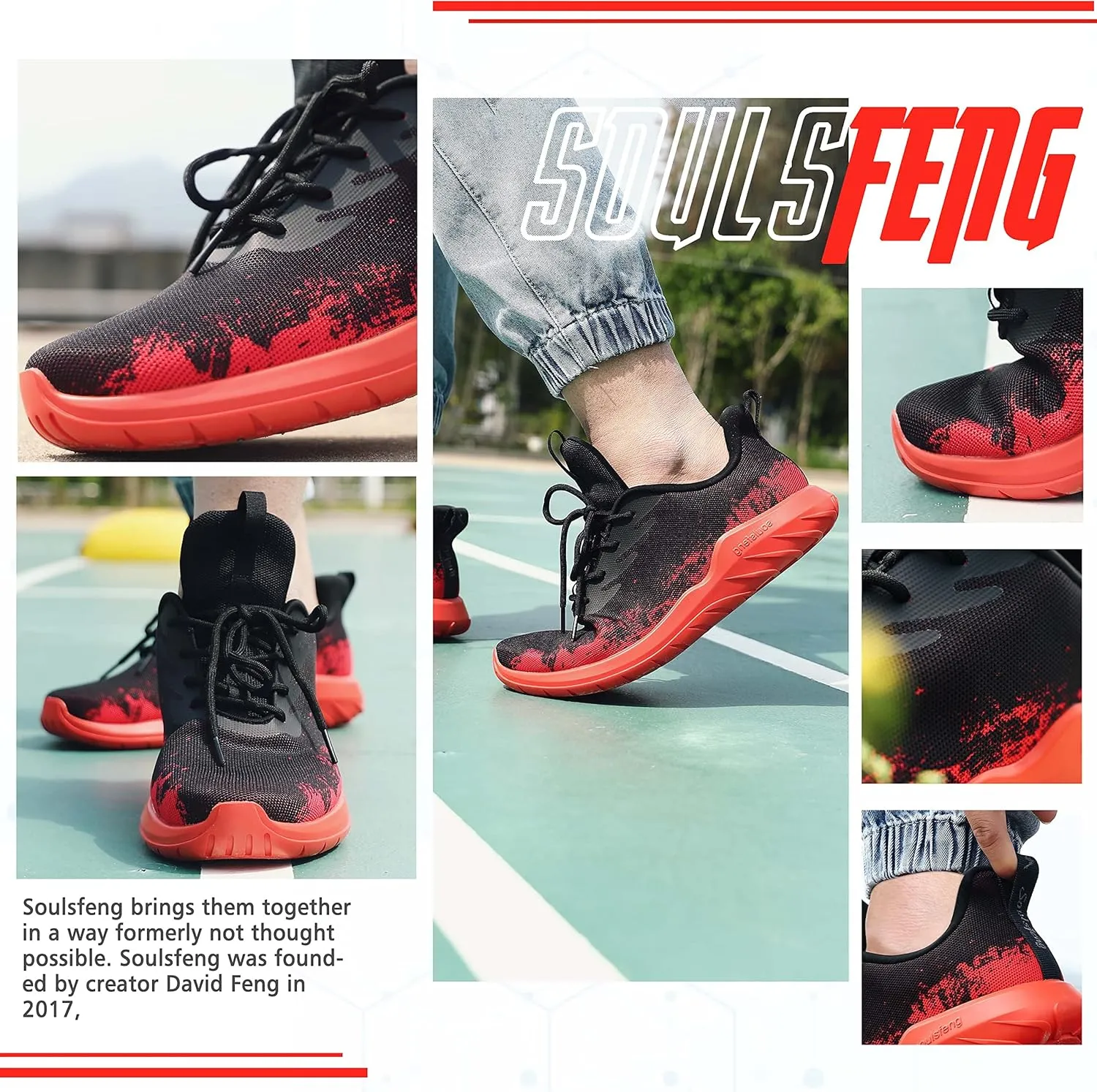 Soulsfeng Mens Running Shoes Lightweight Fashion Stylish Sports Workout Gym Tennis Walking Sneakers Size US 5.5-15
