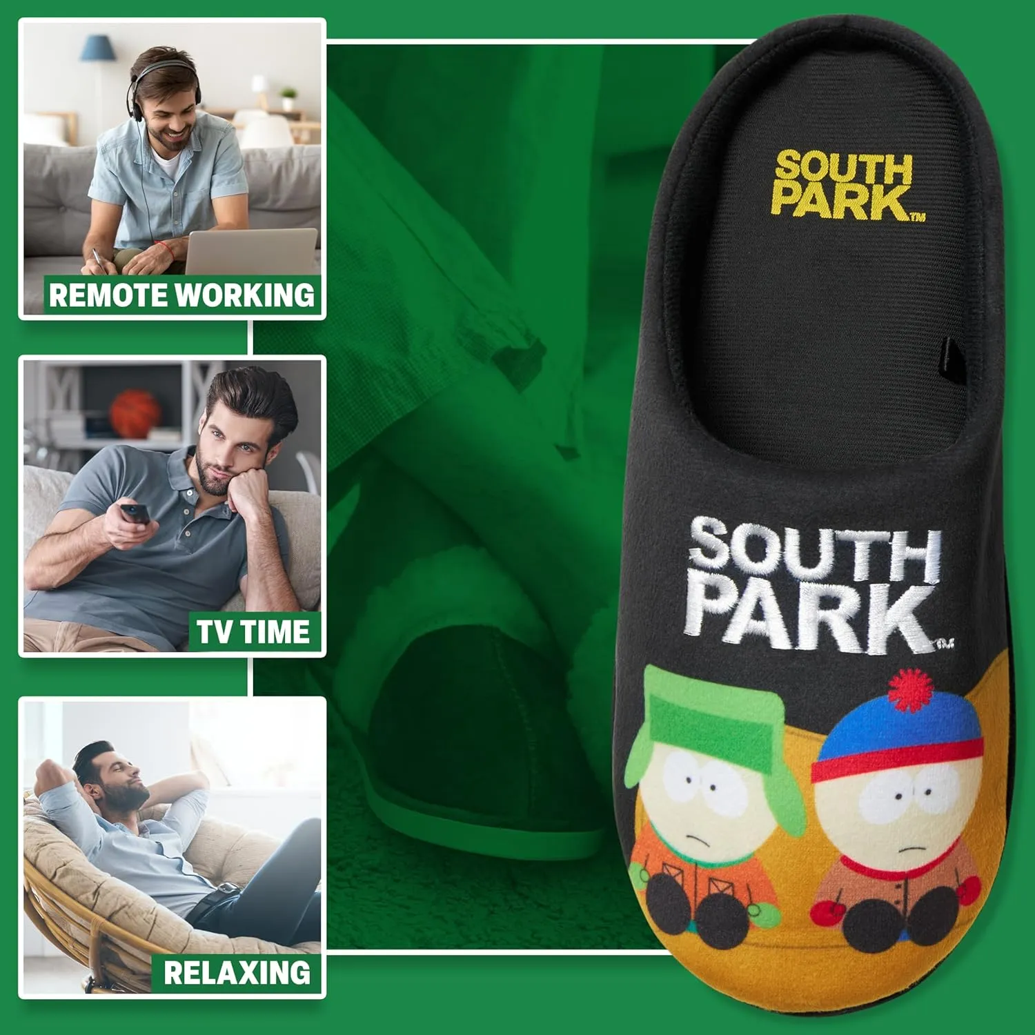 South Park Men’s Mule Slippers, Non Slip Cosy House Shoes - Funny Gifts for Men